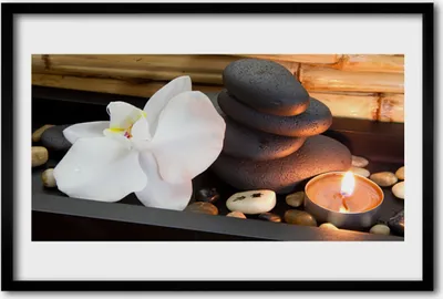 Produktbild von Bild 60x40 MDF-Rahmen Wandkunst Orchid Spa Kerzen