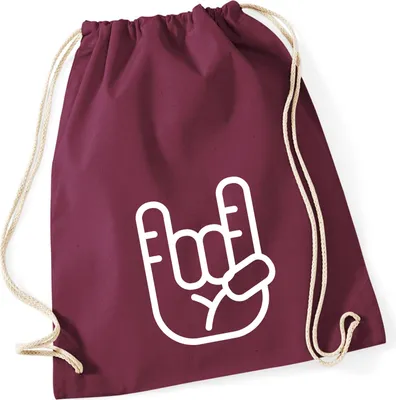 Produktbild von Huuraa Turnbeutel Pommesgabel Hand 12 Liter Burgundy Baumwolle Rucksack Geschenkidee