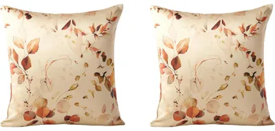 Immagine prodotto di Cuscini decorativi con motivo floreale, color arancione, confezione da 2 pezzi, 50x50 cm, Immagine generata dall'IA