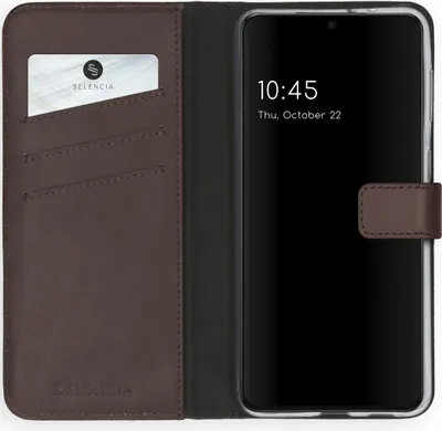 Image de Selencia Bibliothèque en cuir véritable pour le Samsung Galaxy S21 Plus - Marron