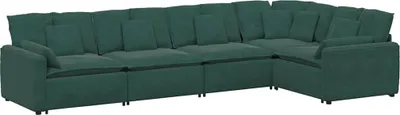 Produktbild von vidaXL Modulares Sofa mit Kissen Samt Dunkelgrün