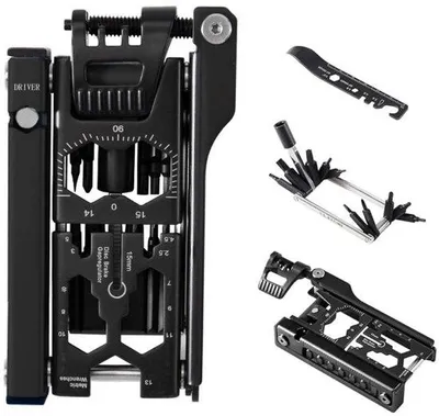 Produktbild von Multitool-Set für Fahrradreparaturen mit Kettenschlüssel, Schraubendreher, Zange und Kurbel