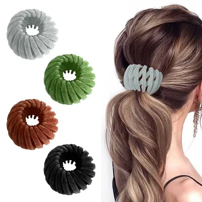 Image de Barrettes en forme de nid d'oiseau, grandes barrettes pour femmes, accessoire extensible pour chignon, accessoires de coiffure vintage en forme de nid d'oiseau pour filles et femmes (lot A)