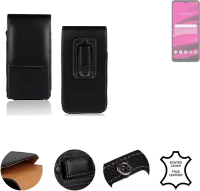 Produktbild von K-S-Trade Holster Gürteltasche Handy Hülle Schutzhülle kompatibel mit Telekom T Phone 2023 Handyhülle Leder schwarz, 1x