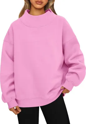 Produktbild von Amazon 2023 Sweatshirt im europäischen und amerikanischen Stil, langärmeliges Rollkragenpullover, Sweatshirt, lässiges Sweatshirt plus Fleece-Oberteil, hellgrau, L