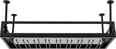 Image de Étagère à vin suspendue avec porte-verres - Étagère de bar fixée au plafond - Fer - 100 × 35 cm - Réglable en hauteur de 35 à 55 cm - Capacité de charge 50 kg - Étagère suspendue - Noir