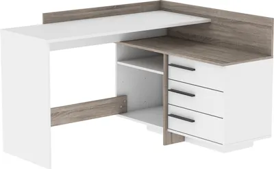 Produktbild von Eckschreibtisch >Thales< in Weiß - 128,8x83,2x105,7cm (BxHxT)