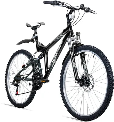 Produktbild von Bergsteiger Buffalo 26 Zoll Mountainbike, geeignet ab 155 cm, Scheibenbremse, 18 Gang-Schaltung,  Licht, Schutzblech, Vollfederung