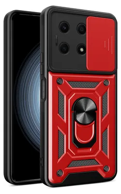 Produktbild von Hülle für Honor X8a mit Ring Ständer Halter Dia Kameraschutz TPU PC Hybrid Handyhülle Rot