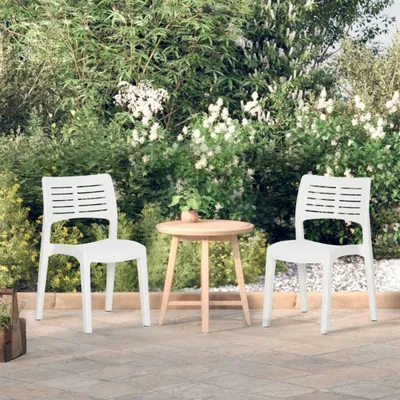 Produktbild von The Living Store Gartenstühle 2 Stk. Weiß Polypropylen