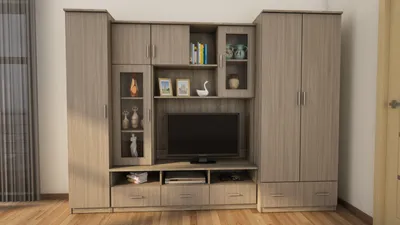 Produktbild von Meblast | Bosman Wohnwand; Helles Sonoma / Trüffel Ulme - Premium Beschläge | Möbel, Klassisch, Premium TV-Möbel, Große Anbauwand, Schrankwand, Wohnzimmer-Set, Sonoma Eiche