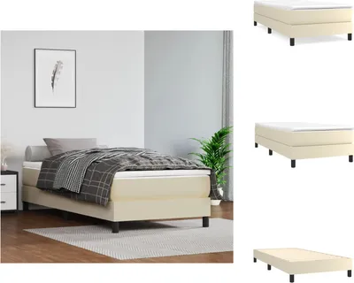 Zdjęcie produktu dla vidaXL Łóżko z materacem sprężynowym kremowe 90x200 cm imitacja skóry  - Łóżka i ramy łóżek