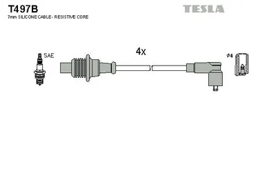 Produktbild von TESLA T497B Zündkabelsatz Zündleitungssatz für FIAT DUCATO Pritsche/Fahrgestell (230) DUCATO Kasten (244) DUCATO Bus (230) für CITROËN