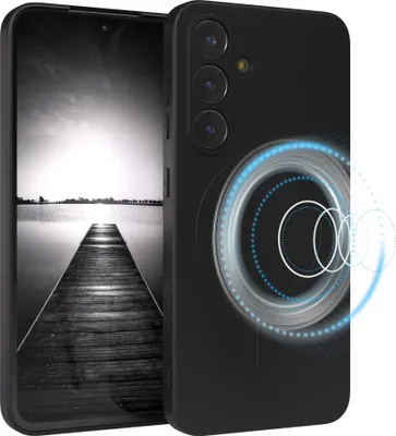Produktbild von EAZY CASE - Silikonhülle magnetisch für Samsung Galaxy S25 FE, Hülle Silikon, weich stoßfeste Magnet Handyhülle, Schutzhülle mit Kameraschutz, TPU Bumper in Schwarz