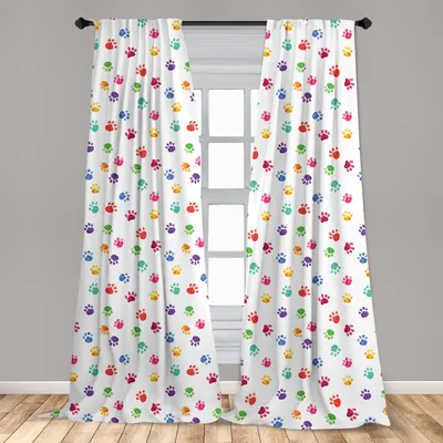 Immagine prodotto di Abakuhaus, tende per finestre, motivo con impronte di animali, set composto da 2 pannelli, 150 x 245 cm