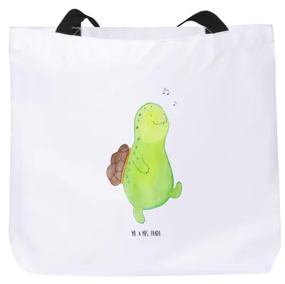 Produktbild von Mr. & Mrs. Panda Tote Bag Schildkröte Pfeifen - Weiß - Geschenk, Depression, Tasche, Büchertasche, Schildkröten, Laptoptasche, Fröhlich, Trennung, Strandtasche