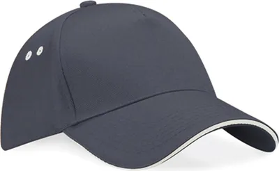 Produktbild von Beechfield B15C | Ultimate 5 Panel Cap - Sandwich Peak / Kappe / Mütze / Hut - Farbe: Graphite Grey/Oyster Grey - Größe: One Size