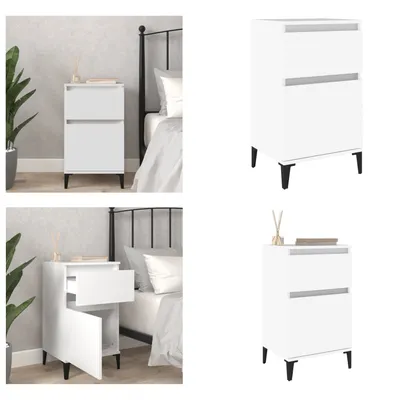 Zdjęcie produktu dla vidaXL Szafka nocna biała 40x35x70 cm - Szafka nocna - Stoliki nocne - Szafka - Szafka nocna