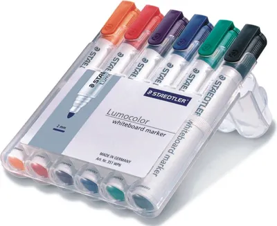 Image de 1 boîte de 6 marqueurs pour tableau blanc Lumocolor 351 WP6