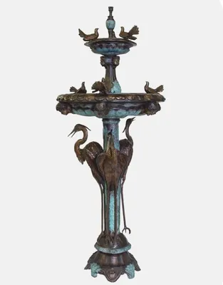 Produktbild von Casa Padrino Luxus Barock Bronze Springbrunnen Bronze / Türkis Ø 85 x H. 200 cm
