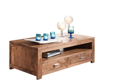 Immagine prodotto di MASSIVMOEBEL24 | tavolino da salotto in legno di Acacia 110x60x40 miele dorato laccato SHAMAN #74