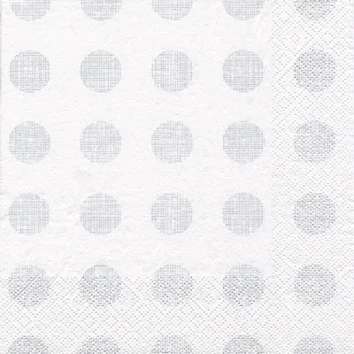 Produktbild von Servietten Papier 33x33cm mit Punkten 20 Stück Weiß / Silber