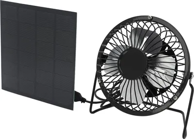 Obrázok produktu pre Solárny panelový ventilátor, 3 W, 6 V, polykryštalický kremík, USB, extrémne tichý, bezpečný zdroj energie pre domácnosť, cestovanie, rybárčenie