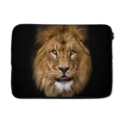 Produktbild von MuchoWow® Laptop Hülle 13 Zoll Löwe - Porträt - Schwarz - Tiere Laptoptasche - Laptophülle - Sleeve - Rundumschutz