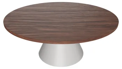 Image de Artù White - Table de salle à manger ronde ⌀ 120 cm en bois stratifié avec base conique en métal-Marron