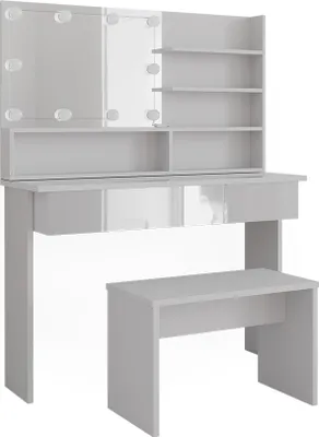 Produktbild von Schminktisch Vicco Azur Weiß 120 cm mit Spiegelregal, Bank & LED-Beleuchtung, Model 42879