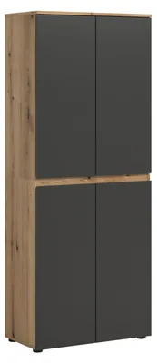 Image de Scarpa armoire de rangement 4 portes chêneReproduction, anthracite.