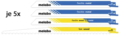 Immagine prodotto di Metabo Säbelsägeblatt-Set (für Metall, 20-Teilig, in Aufbewahrungsbox) 628534000