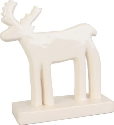 Zdjęcie produktu dla Biały ceramiczny renifer stojący jako ozdoba