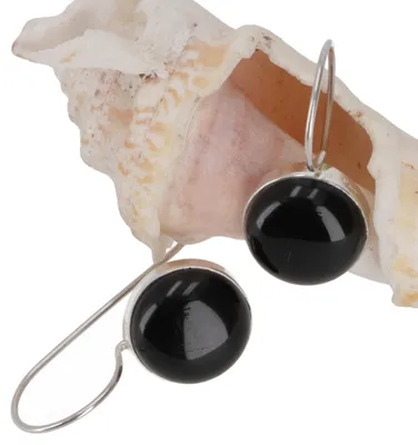 Produktbild von Runde Boho Silberohrringe - Onyx, Silber-Farben, SterlingSilber, Silberohrringe