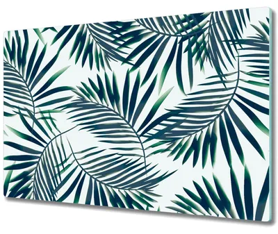 Produktbild von Glas Schneidebrett Herdabdeckplatten Schneideplatten - 80x52 cm - Palmblätter