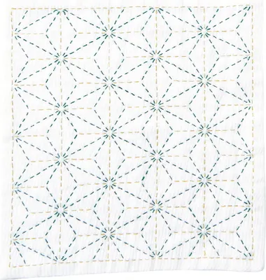 Produktbild von Olympus Sashiko Stickpackung "Taschentuch iine Asanoha", Stoff bedruckt, 20x20cm, Original aus Japan
