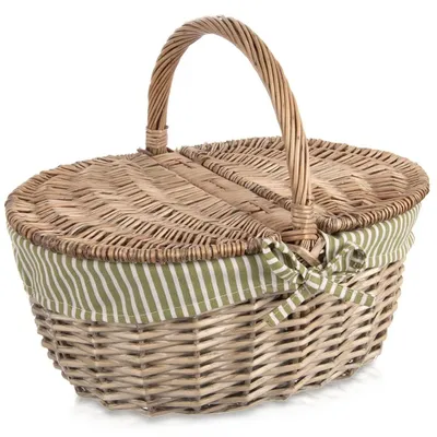 Zdjęcie produktu dla Koszyk piknikowy - pleciony - zamykany - 42 x 32 x 35 cm - brązowy
