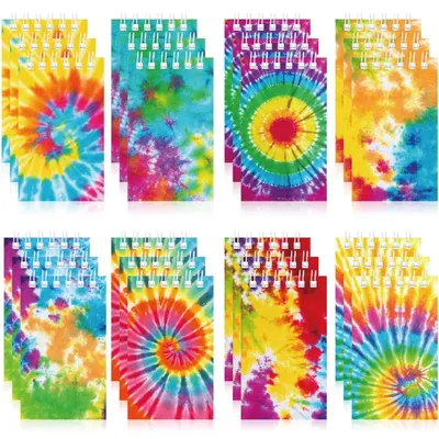 Obrázok produktu pre Mini zápisníky s farebným vzorom "tie dye", spirálové väzby, 24 kusov, rozmer 6x10 cm, pastelové farby