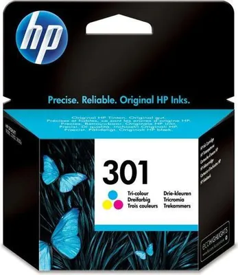 Produktbild von HP 301 Cyan/Magenta/Gelb Original Druckerpatrone, Standardertrag, Cyan, Magenta, Gelb, Tinte auf Farbstoffbasis, 3 ml, 1 Stück(e), Kombi-Packung