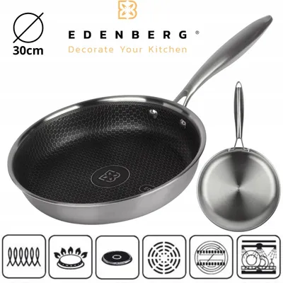 Produktbild von Edenberg Pfanne mit Bienenwabenmuster Antihaft 30cm Edelstahl