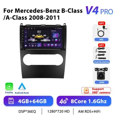 Produktbild von Für Mercedes-Benz A-/B-Klasse 2008–2011 - Android Autoradio 2DIN - 22,9 cm Touchscreen - Android 13 - 4+64 GB - 4G LTE - AHD Kameraeingang - GPS