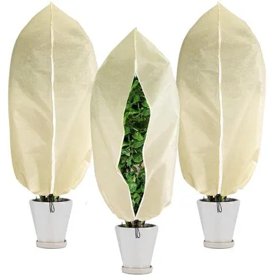 Image de Housse de protection hivernale Unyqoos® pour grandes plantes en pot – couverture respirante anti-gel avec fermeture éclair et cordon de serrage