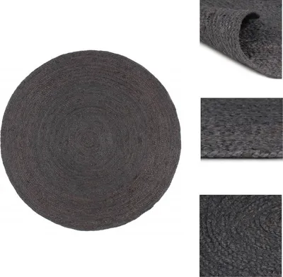 Produktbild von vidaXL Teppich Handgefertigt Jute Rund 210 cm Dunkelgrau -  Teppiche
