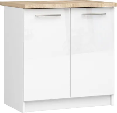 Produktbild von Akord Küchenschrank Oliwia 2‑Türig Mit Weißer Glänzender Arbeitsplatte 80X46X85 Cm
