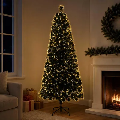 Productafbeelding van Glasvezel kerstboom 180 cm 24 LED's Warmwit PVC Groen