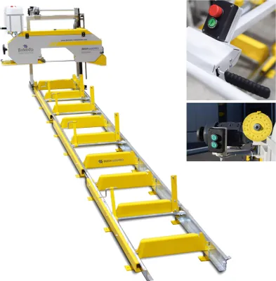 Produktbild von BAMATO Blockbandsäge BBSW-750PRO mit 6,9 m Rollbahn und elektrischer Höhenverstellung