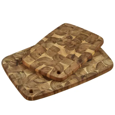 Zdjęcie produktu dla KESPER zestaw 2 desek do krojenia   akacja - deski do krojenia z otworem na uchwyt - 40x28 i 32x22 cm - solidne i wysokiej jakości wykonanie - 28155