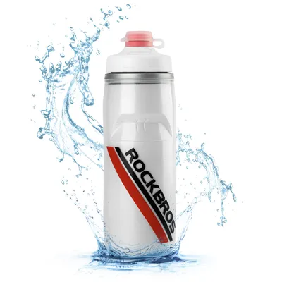Produktbild von ROCKBROS Trinkflasche 620 ml auslaufsichere Getränkeflasche 4 H Kühlenhalten Wasserflasche Water Bottle für Radsport Weiß