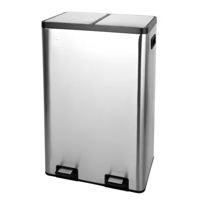 Produktbild von SVITA TMH2X30 Mülleimer 60L Mülltrennsystem 2 Fächer 2x30L Softclose-Deckel Pedal versteckbar Kunststoff Inneneimer Edelstahl
