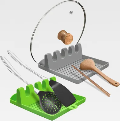 Produktbild von Kochlöffelablage Silikon Löffelablage, 2 Stück Küchenhelfer Ablage & Utensilienhalter Küche, BPA Freie Kochlöffelhalter, Utensilienablage, Besteckhalter, Küchen Gadgets Zubehör